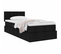 vidaXL Lit avec Rangement et Matelas avec Matelas Noir 100 x 200 cm, Lit Moderne rectangulaire, lit à élévation hydraulique, tête en Polyester, Meuble Gain de Place pour Rangement Pratique