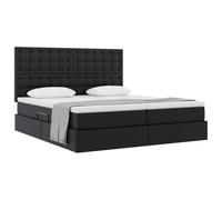 vidaXL Lit avec Rangement et Matelas avec Matelas Noir 180 x 200 cm, Meubles de Chambre Modernes, durables, pour intérieurs stylés et Designs optimisés, Confortables