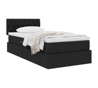 vidaXL Lit avec Rangement et Matelas avec Matelas Noir 90 x 200 cm, Lit Moderne rectangulaire, lit à élévation hydraulique, tête en Polyester, Meuble Gain de Place pour Rangement Pratique