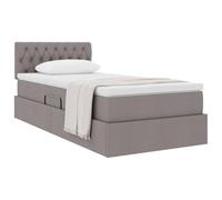 vidaXL Lit avec Rangement et Matelas avec Matelas Taupe 90 x 190 cm, Lit Moderne rectangulaire, lit à élévation hydraulique, tête en Polyester, Meuble Gain de Place pour Rangement Pratique