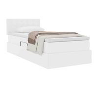 vidaXL Lit avec Rangement et Matelas Blanc Pur 90 x 200 cm Simili Cuir, Lit Moderne rectangulaire avec Rangement, Cadre en Simili Cuir, Confort de Sommeil, Meuble Pratique pour la Chambre