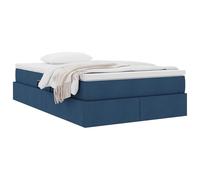 vidaXL Lit avec Rangement et Matelas Bleu 120 x 190 cm Polyester, Chambre Moderne, Cadre de lit Ergonomique, Matelas à Ressorts et Gain de Place, Ambiance Cosy