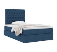 vidaXL Lit avec Rangement et Matelas Bleu 120 x 190 cm Tissu, Lit Moderne de Rangement, Cadre en Simili Cuir Noir, hydraulique, Gain de Place, Matelas Compris