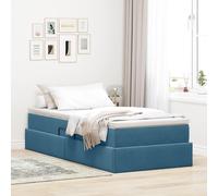 vidaXL Lit avec rangement et matelas 100 x 200 cm Velours Moderne Bleu foncé