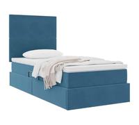 vidaXL Lit avec rangement et matelas Bleu foncé 100 x 200 cm Velours
