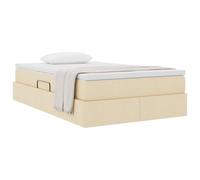 vidaXL Lit avec Rangement et Matelas Crème 120 x 190 cm Polyester, Chambre Moderne, Cadre de lit Ergonomique, Matelas à Ressorts et Gain de Place, Ambiance Cosy
