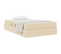 vidaXL Lit avec Rangement et Matelas Crème 120 x 190 cm Polyester, Lit Moderne élégant, Cadre de Rangement Durable, Solution compacte pour Chambre, hydraulique innovant