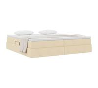 vidaXL Lit avec Rangement et Matelas Crème 200 x 200 cm Polyester, Chambre Moderne, Cadre de lit Ergonomique, Matelas à Ressorts et Gain de Place, Ambiance Cosy
