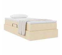 vidaXL Lit avec Rangement et Matelas Crème 90 x 190 cm Polyester, Chambre Moderne, Cadre de lit Ergonomique, Matelas à Ressorts et Gain de Place, Ambiance Cosy