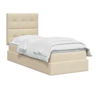 vidaXL Lit avec rangement et matelas crème, 90 x 190 cm, tissu, lit noir élégant, moderne avec rangement, hydraulique rectangulaire, peu encombrant, avec matelas inclus