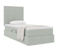 vidaXL Lit avec Rangement et Matelas Gris Clair 90 x 190 cm Velours, Lit de Rangement Ajustable, Cadre en Velours, éclairage LED, Gain de Place, mobilier Pratique pour Chambre