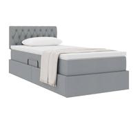 vidaXL Lit avec Rangement et Matelas Gris Clair 90 x 200 cm, Lit Moderne rectangulaire, lit à élévation hydraulique, tête en Polyester, Meuble Gain de Place pour Rangement Pratique