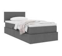 vidaXL Lit avec Rangement et Matelas Gris foncé 90 x 200 cm, Lit Moderne rectangulaire, lit à élévation hydraulique, tête en Polyester, Meuble Gain de Place pour Rangement Pratique