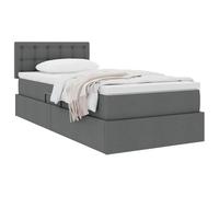 vidaXL Lit avec Rangement et Matelas Gris foncé 90 x 200 cm, Lit Moderne rectangulaire, lit à élévation hydraulique, tête en Polyester, Meuble Gain de Place pour Rangement Pratique