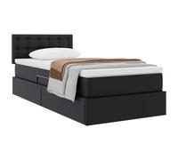 vidaXL Lit avec Rangement et Matelas Noir 90 x 190 cm Simili Cuir, Lit Moderne rectangulaire avec Rangement, Cadre en Simili Cuir, Confort de Sommeil, Meuble Pratique pour la Chambre