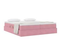 vidaXL Lit avec Rangement et Matelas Rose 200 x 200 cm Velours, Transformation de Chambre : Design Rectangular, Meubles Modernes et durables pour Un Espace accueillant et stylé