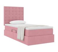 vidaXL Lit avec Rangement et Matelas Rose 90 x 200 cm Velours, Lit de Rangement Ajustable, Cadre en Velours, éclairage LED, Gain de Place, mobilier Pratique pour Chambre