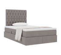 vidaXL Lit avec Rangement et Matelas Taupe 120 x 190 cm Tissu, Lit Moderne de Rangement, Cadre en Simili Cuir Noir, hydraulique, Gain de Place, Matelas Compris