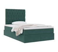 vidaXL Lit avec Rangement et Matelas Vert foncé 120 x 190 cm Velours, Lit de Rangement Ajustable, Cadre en Velours, éclairage LED, Gain de Place, mobilier Pratique pour Chambre