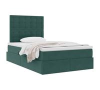 vidaXL Lit avec Rangement et Matelas Vert foncé 120 x 190 cm Velours, Lit de Rangement Ajustable, Cadre en Velours, éclairage LED, Gain de Place, mobilier Pratique pour Chambre