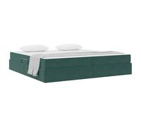 vidaXL Lit avec Rangement et Matelas Vert foncé 200 x 200 cm Velours, Lit Moderne en Velours rectangulaire, Solution de Rangement Pratique pour Un intérieur Urbain, Confort Familial