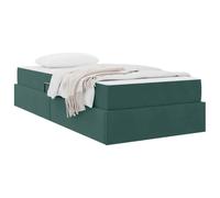 vidaXL Lit moderne en velours avec rangement et matelas Vert foncé 90 x 200 cm