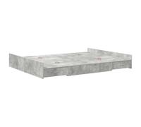 vidaXL Lit avec Rangement Gris béton Bois d'ingénierie 160 x 200 cm Design Minimaliste Espace de Stockage sous Le lit Lattes Solides Montage Facile Parfait pour la Chambre Mobilier Pratique