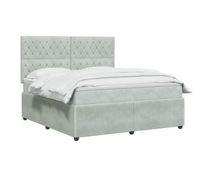 vidaXL Lit avec sommier à LED avec matelas, gris clair, 160 x 200 cm | La bande LED intégrée offre un environnement frais dans la chambre, un accès facile à l'espace de rangement sous la