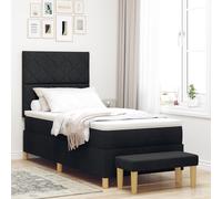 Vidaxl Lit Avec Sommier À Ressort Et Banc Noir 100x200 Cm En Tissu Noir