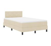vidaXL Lit avec sommier à Ressort et Matelas & crème 120x200 cm Tissu