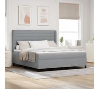 Vidaxl Lit Avec Sommier À Ressorts Et Matelas & Éclairage Led Gris Clair 180x200 Cm Tissu