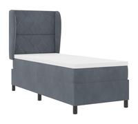 vidaXL Lit avec sommier à Ressorts et Matelas Gris foncé 80x200 cm en Velours