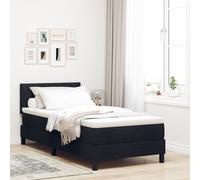 vidaXL Lit avec sommier à ressorts et matelas & LED noir 90x200 cm tissu