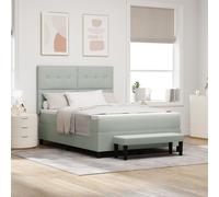vidaXL Lit avec sommier avec Matelas & Banc Gris Clair 160x200 cm Velours