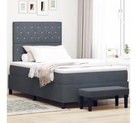 Vidaxl Lit Avec Sommier Avec Matelas Et Banc Gris Foncé 120x200 Cm Velours Gris