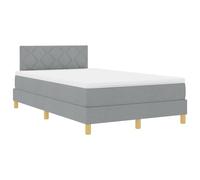 vidaXL Lit avec sommier avec Matelas et LED Gris Clair 120X200 cm Tissu Design Moderne à Blocs de Diamant pour Chambre d'adulte Tissu Respirant Cadre en Bois Robuste Protecteur en Mousse surmatelas