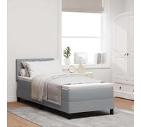 vidaXL Lit avec sommier avec Matelas & LED Gris Clair Tissu 80X200 cm Design Moderne Solution de Sommeil Confortable pour Chambre surmatelas lit Simple Cadre Robuste
