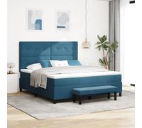 Vidaxl Lit Avec Sommier Et Banc Bleu Foncé 180x200 Cm En Velours