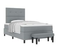 Vidaxl Lit Avec Sommier Et Banc Gris Clair 120x200 Cm Tissu Gris