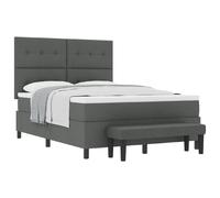 Vidaxl Lit Avec Sommier Et Matelas & Banc Gris Foncé 140x200 Cm Tissu