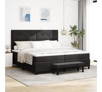 Vidaxl Lit Avec Sommier Et Matelas & Banc Noir 200x200 Cm En Velours Noir