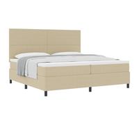 vidaXL Lit avec Sommier et Matelas Beige Clair 200x200 cm Tissu en Velours Côtelé