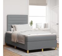 vidaXL Lit avec sommier et matelas gris clair petit lit double en tissu