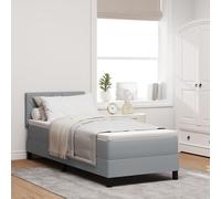 vidaXL Lit avec sommier et matelas & LED gris clair 80x200 cm en tissu