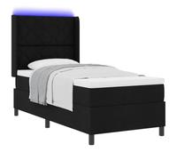 vidaXL Lit avec sommier et Matelas LED Noir 90x200 cm Tissu