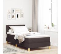Vidaxl Lit Avec Sommier Et Matelas Marron Foncé 90x190 Cm Tissu