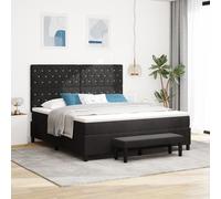 Vidaxl Lit Avec Sommier, Matelas & Banc Noir 180x200 Cm En Velours Noir