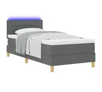 Vidaxl Lit Avec Sommier & Matelas Led Gris Foncé 100x200 Cm Tissu