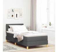 vidaXL Lit avec sommier & Matelas LED Gris foncé 100x200 cm Tissu