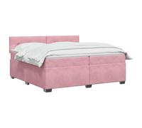 vidaXL Lit avec sommier tapissier, matelas et LED rose, 200 x 200 cm, velours